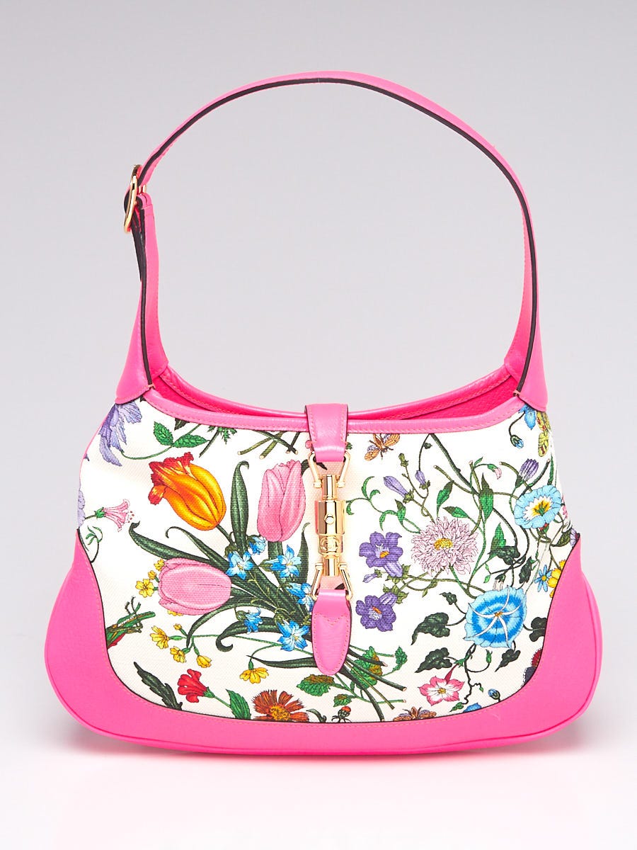 Gucci Jackie Medium Flora Hobo Bag In Pink