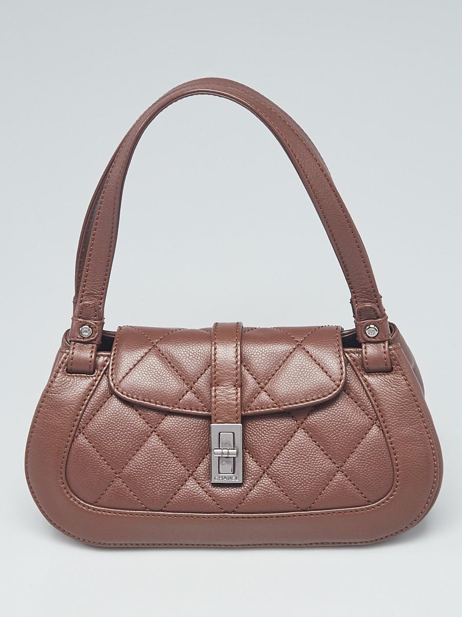 Chanel Brown Quilted Caviar Leather Mademoiselle Lock Small