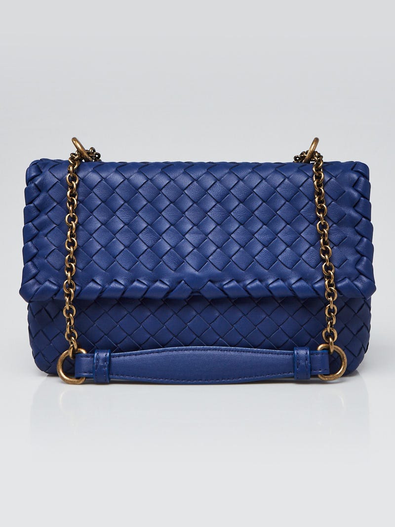 Bottega Veneta Blue Intrecciato Woven Nappa Leather Olimpia Bag