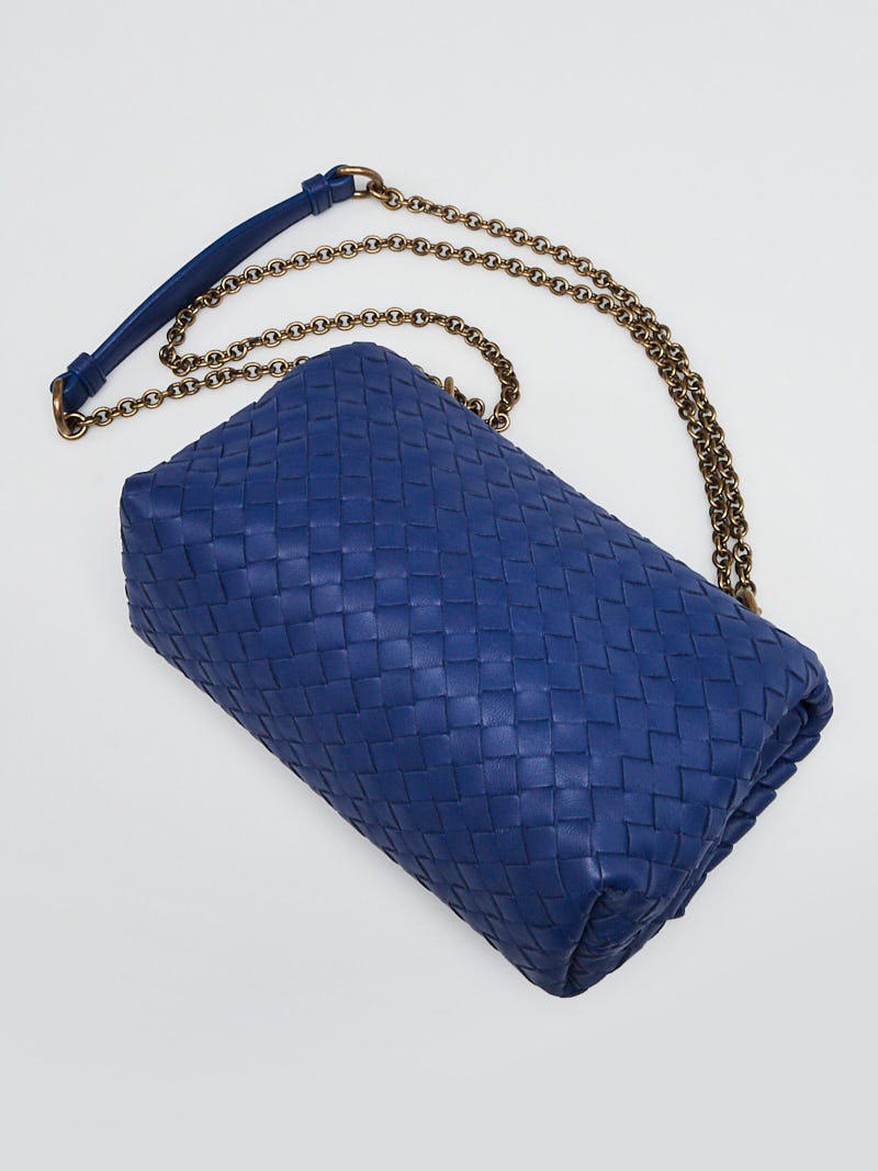 Bottega Veneta Blue Intrecciato Woven Nappa Leather Olimpia Bag