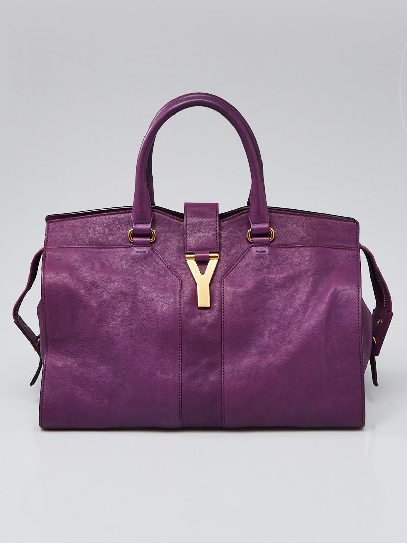 Yves Saint Laurent Purple Leather Medium Cabas ChYc Bag | Yoogi's