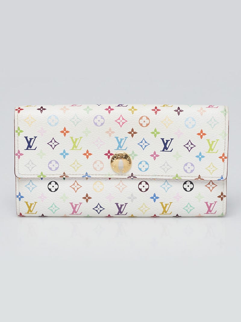 Louis Vuitton White Monogram Multicolore Litchi Sarah Wallet - Yoogi's  Closet