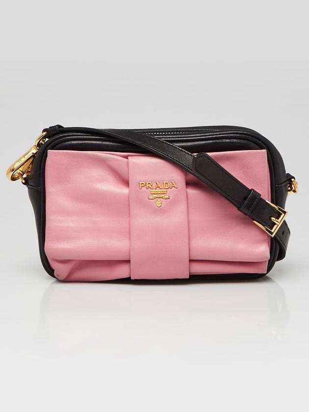 Prada Nero and Geranio Nappa Leather Small Crossbody BP0166