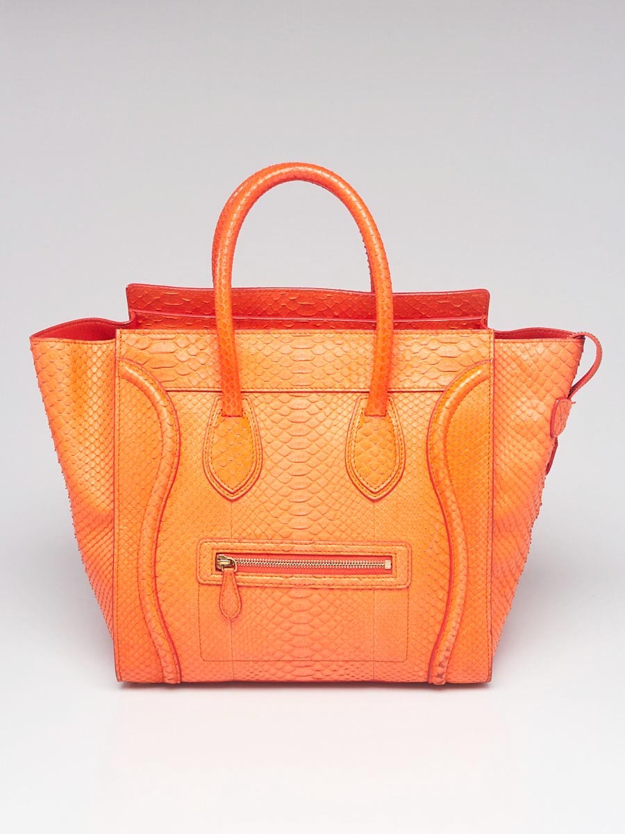 Celine Orange Python Mini Luggage Tote Bag Yoogi s Closet