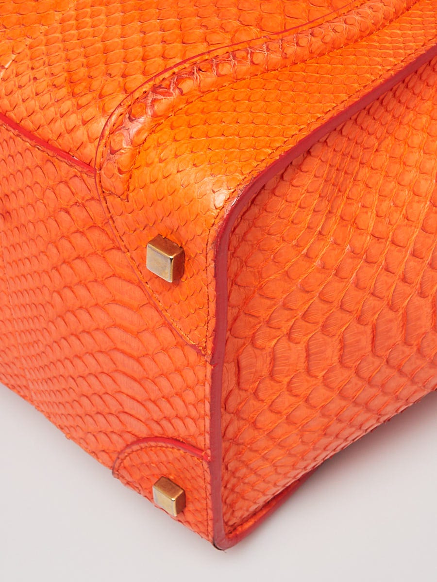 Celine Orange Python Mini Luggage Tote Bag | Yoogi's Closet