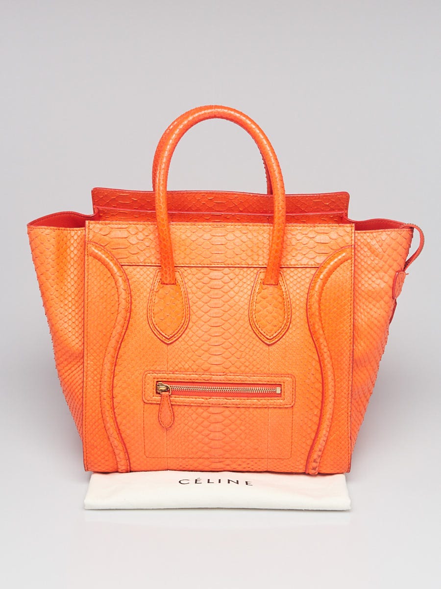 Celine Orange Python Mini Luggage Tote Bag Yoogi s Closet