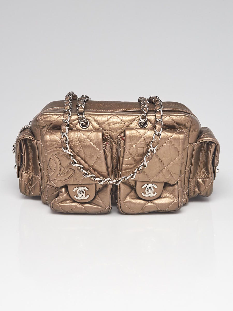 Chanel Bronze Quilted Distressed Leather Cambon Cotton Club Reporter Bag -  Yoogi's Closet