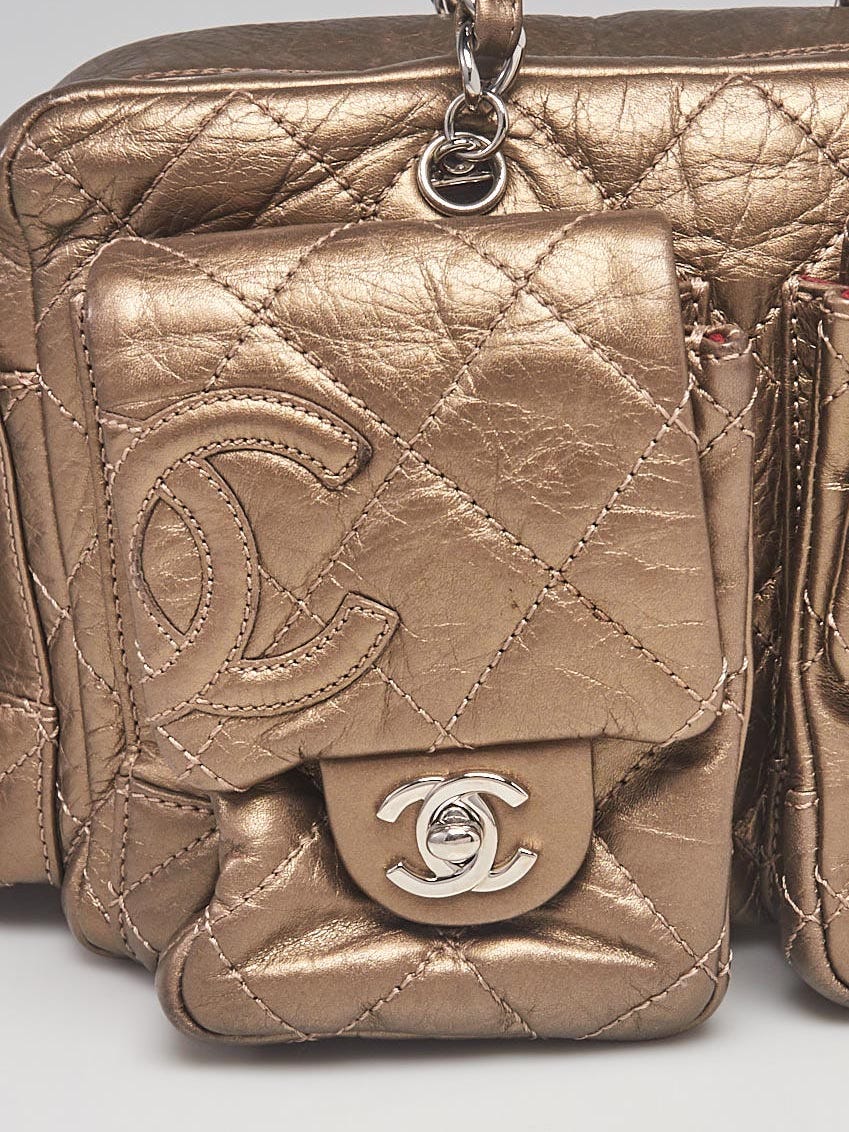 Chanel Bronze Quilted Distressed Leather Cambon Cotton Club