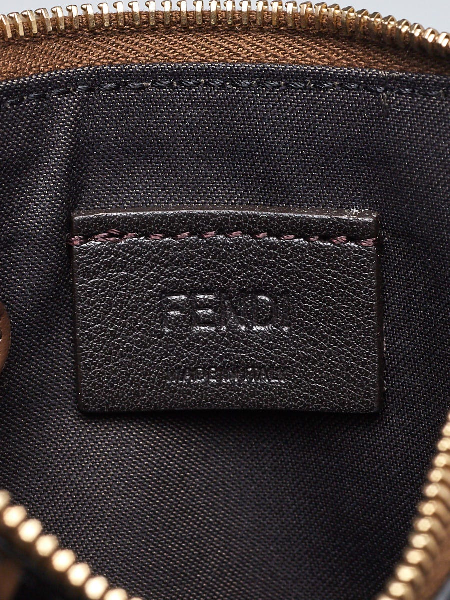 Fendi Brown/Black Embossed Leather Key Case Pouch 8AP161 | Yoogi's