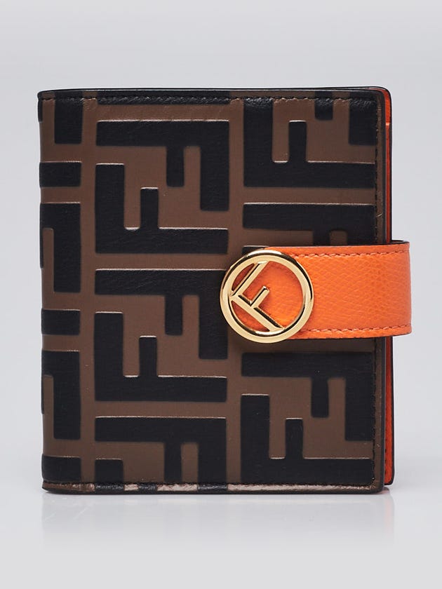 Fendi Tobacco Zucca Leather F Is Fendi Compact Flap Wallet 8M0386