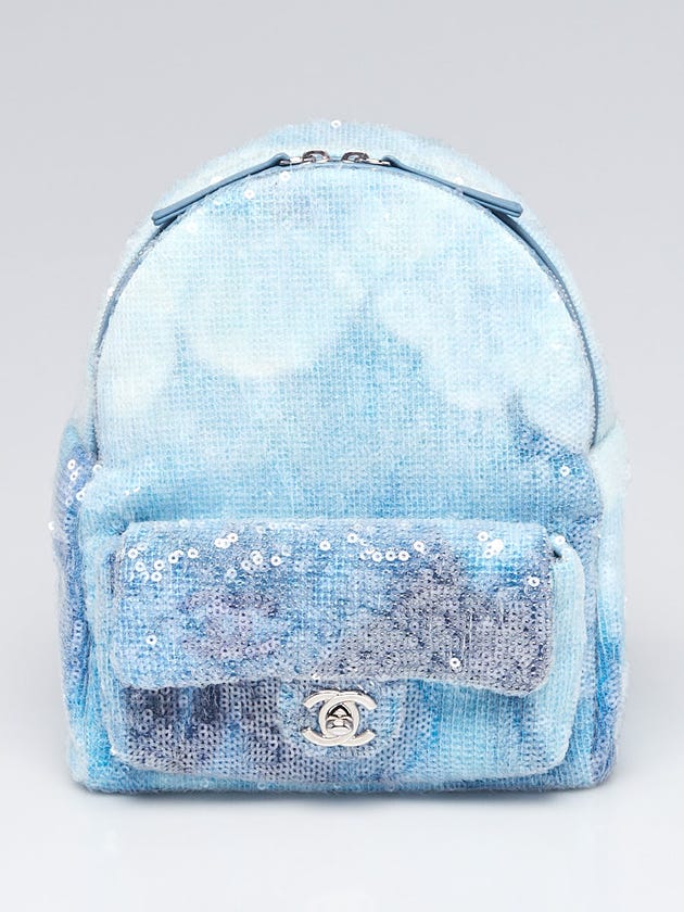 Chanel Light Blue Sequin Waterfall Backpack Bag