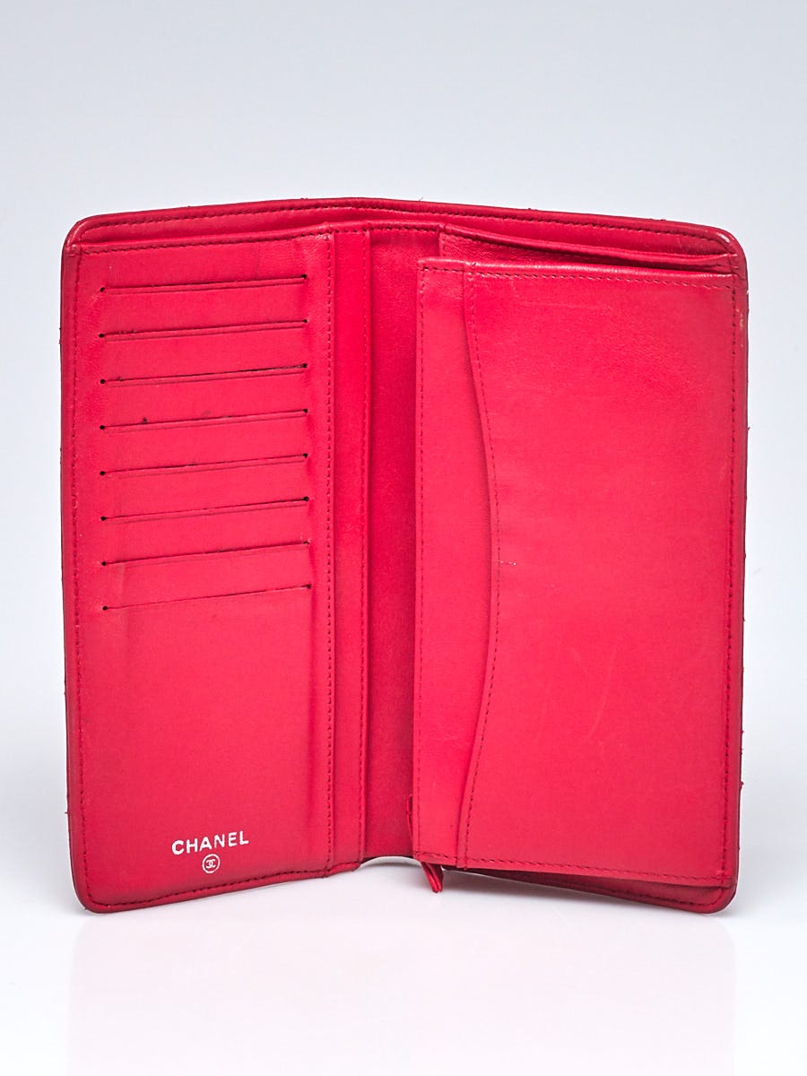 Chanel Dark Pink Quilted Lambskin Leather L Yen Wallet