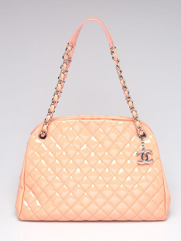 Chanel Peach Quilted Patent Leather Just Mademoiselle Large Bowling Bag