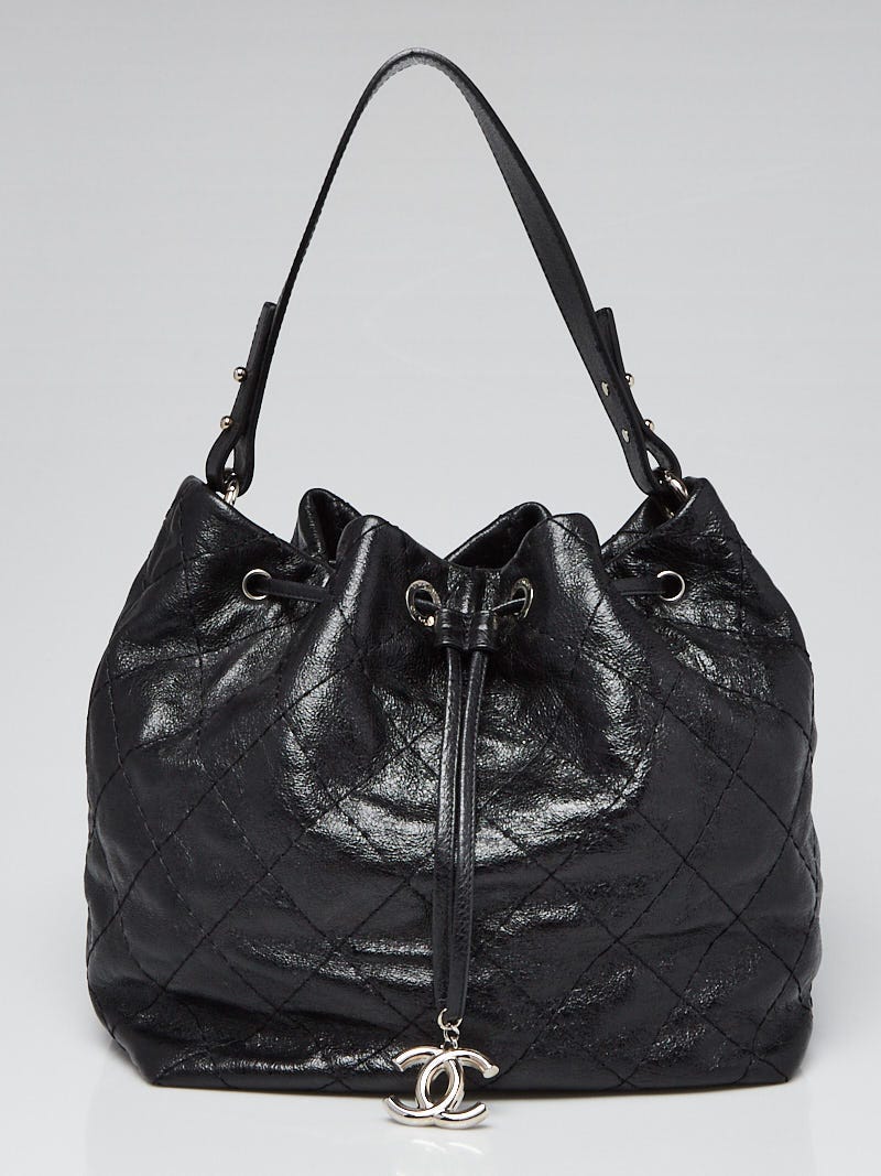 Chanel Black Quilted Leather Button Up Hobo Bag - Yoogi's Closet