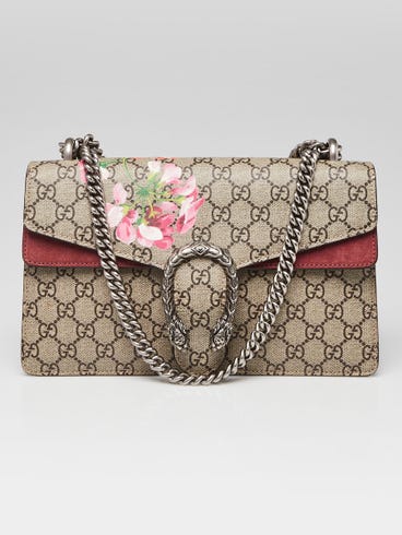 Gucci Beige/Pink GG Supreme Blooms Coated Canvas Small Dionysus Shoulder Bag