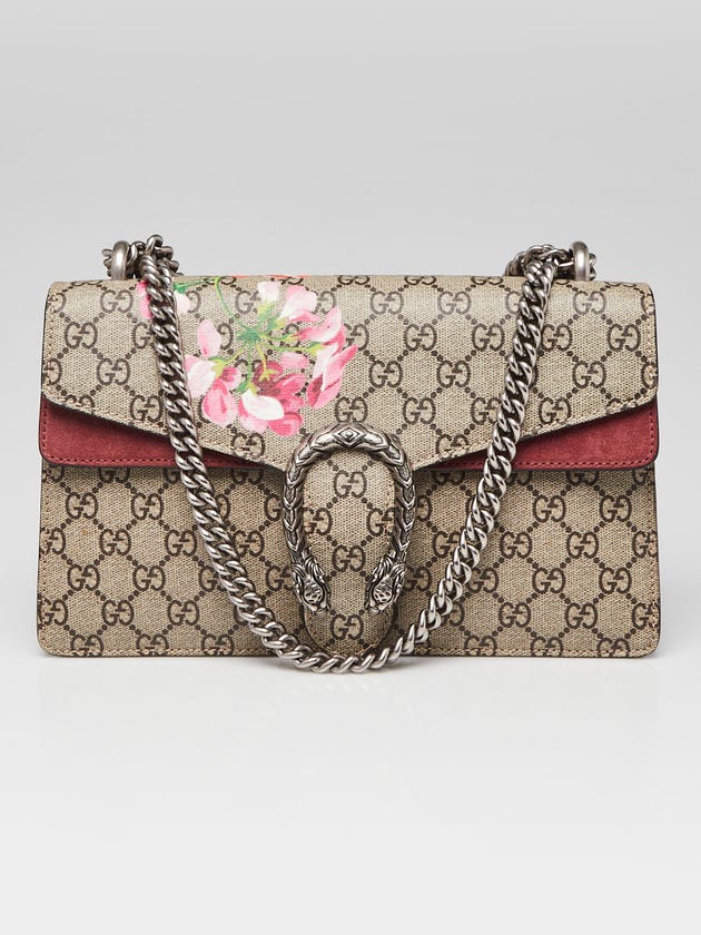 Gucci Beige/Pink GG Supreme Blooms Coated Canvas Small Dionysus Shoulder Bag