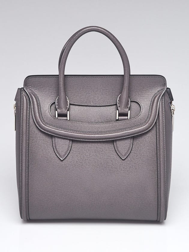 Alexander McQueen Dark Grey Grained Leather Heroine Satchel Bag