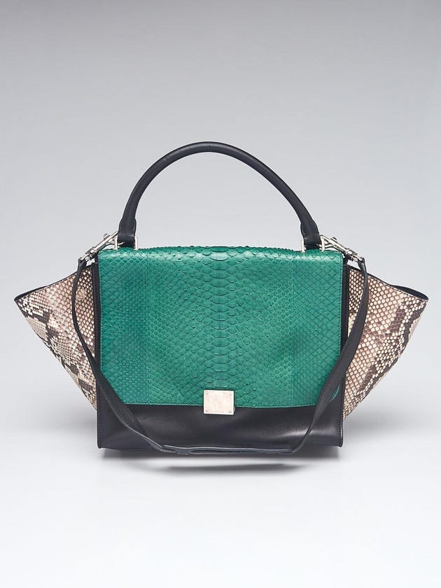 Celine Tri-Color Python/Leather Medium Trapeze Bag | Yoogi's Closet