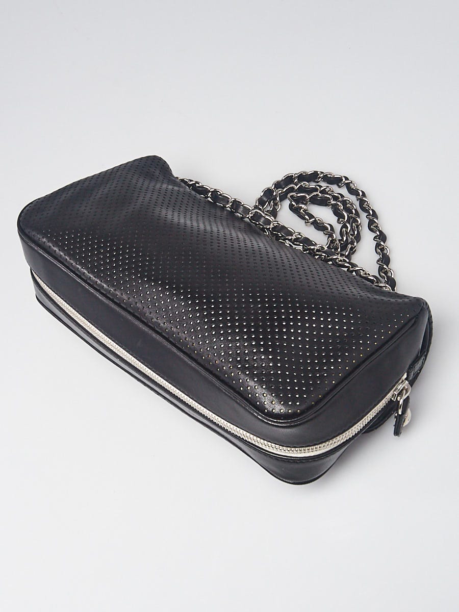 Chanel Black Perforated Lambskin Leather Expandable Medium Flap