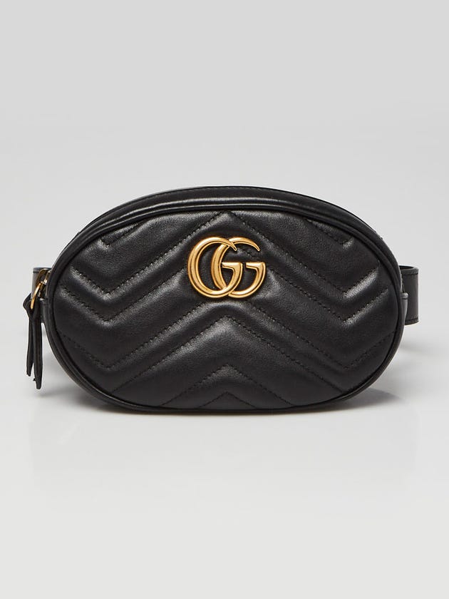 Gucci Black Quilted Leather GG Marmont Waist Belt Bag