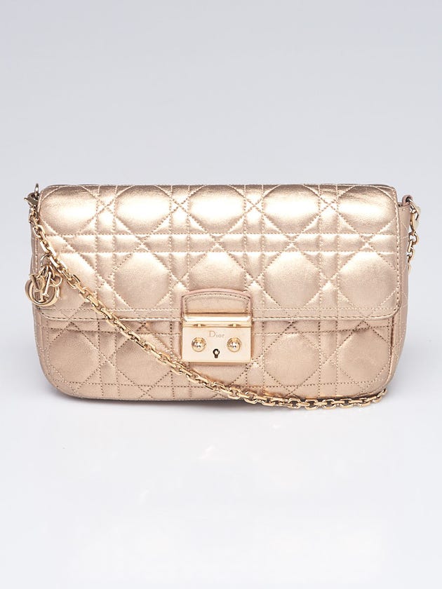 Christian Dior Gold Cannage Quilted Lambskin Leather Small Miss Dior Flap Crossbody Bag