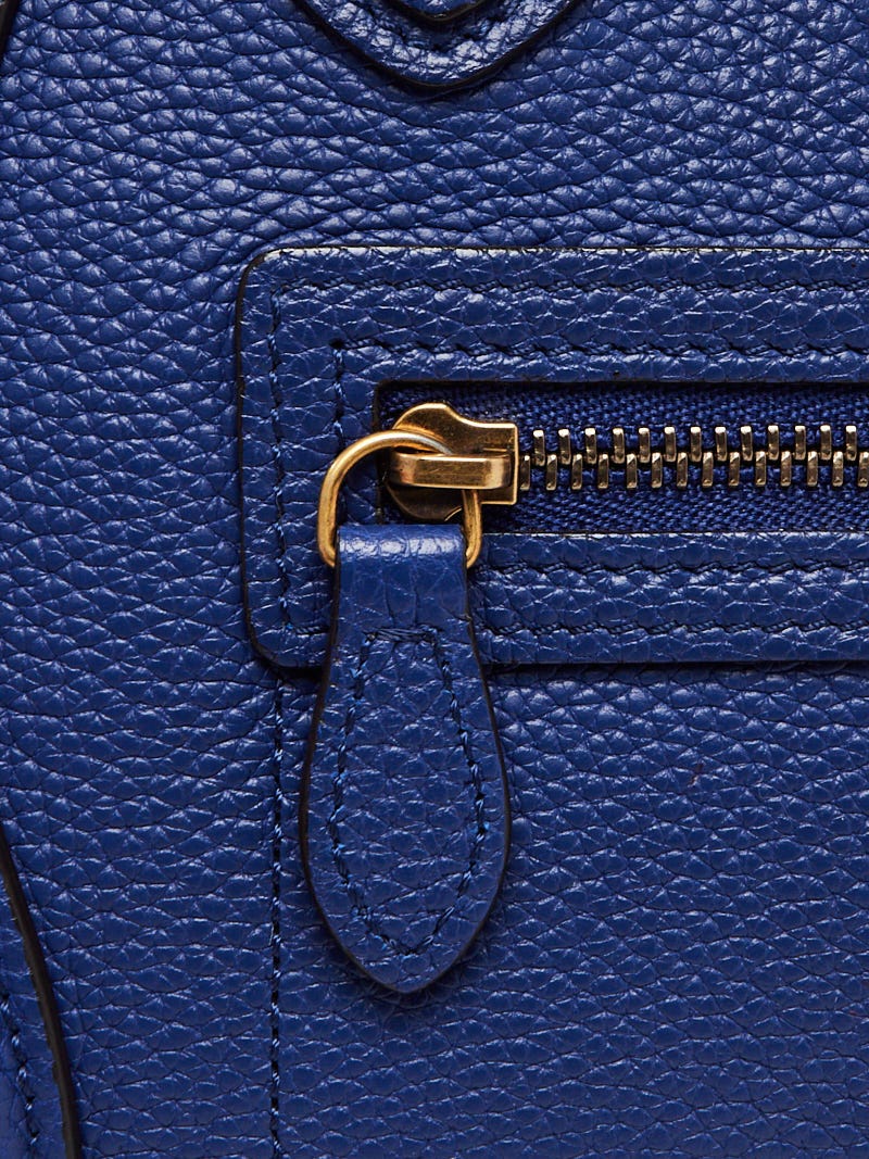 Celine Electric Blue Pebbled Leather Nano Luggage Bag