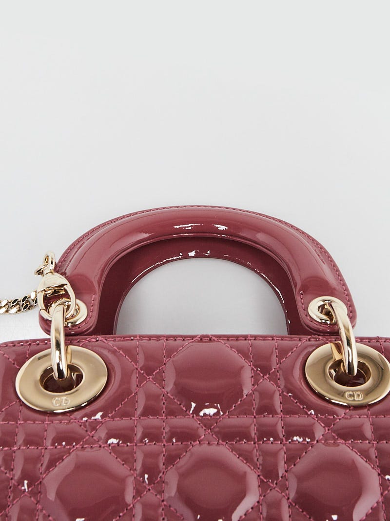 Christian Dior Dark Pink Cannage Quilted Patent Leather Mini