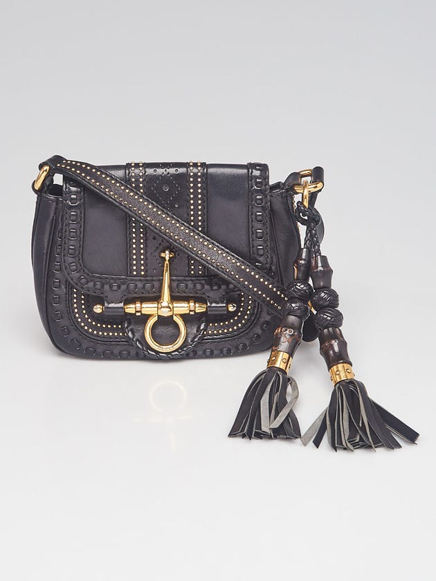 Gucci Black Leather Snaffle Bit Small Shoulder Bag