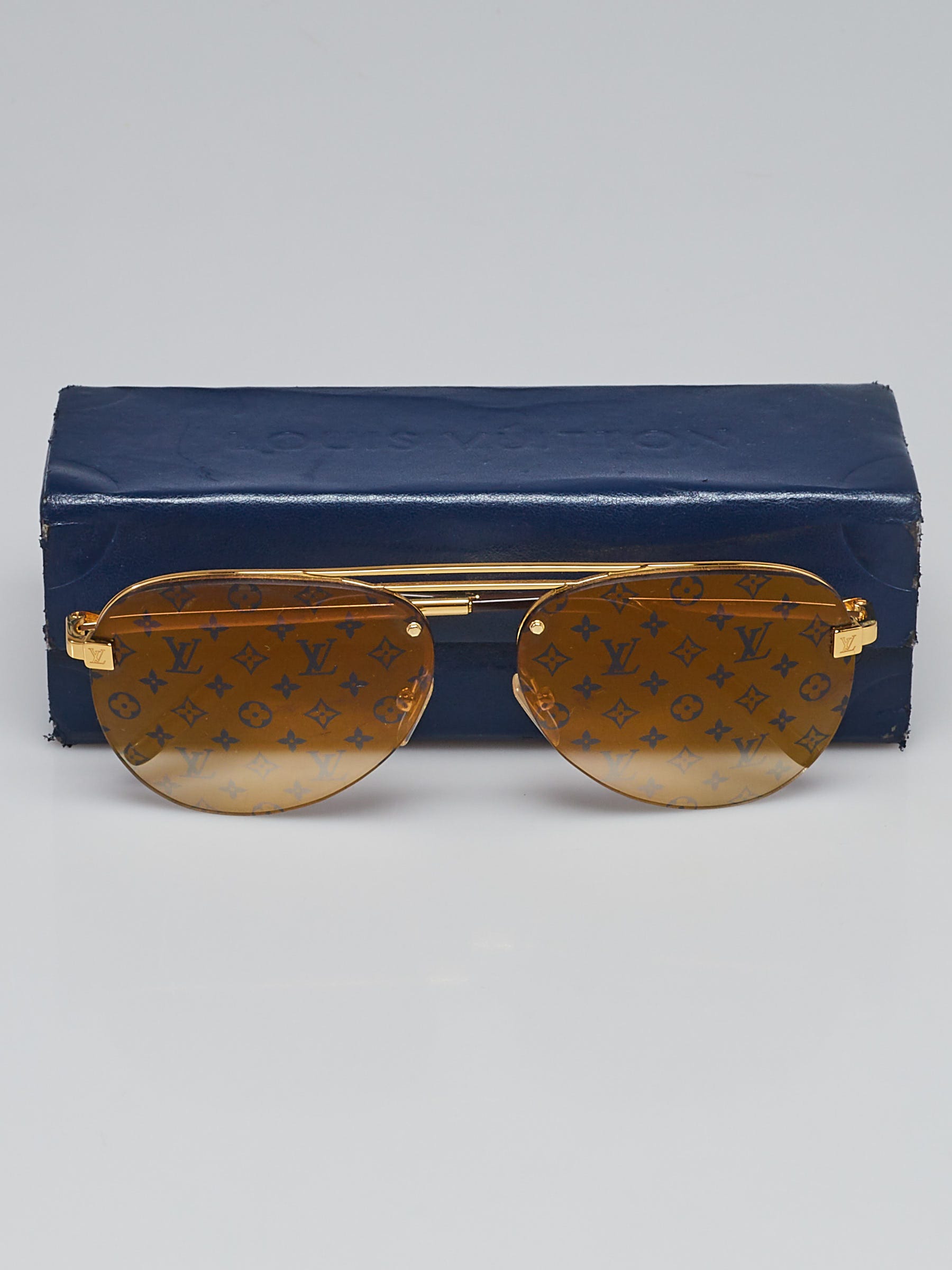 LOUIS VUITTON Metal Clockwise Sunglasses Z1020W Gold 323080