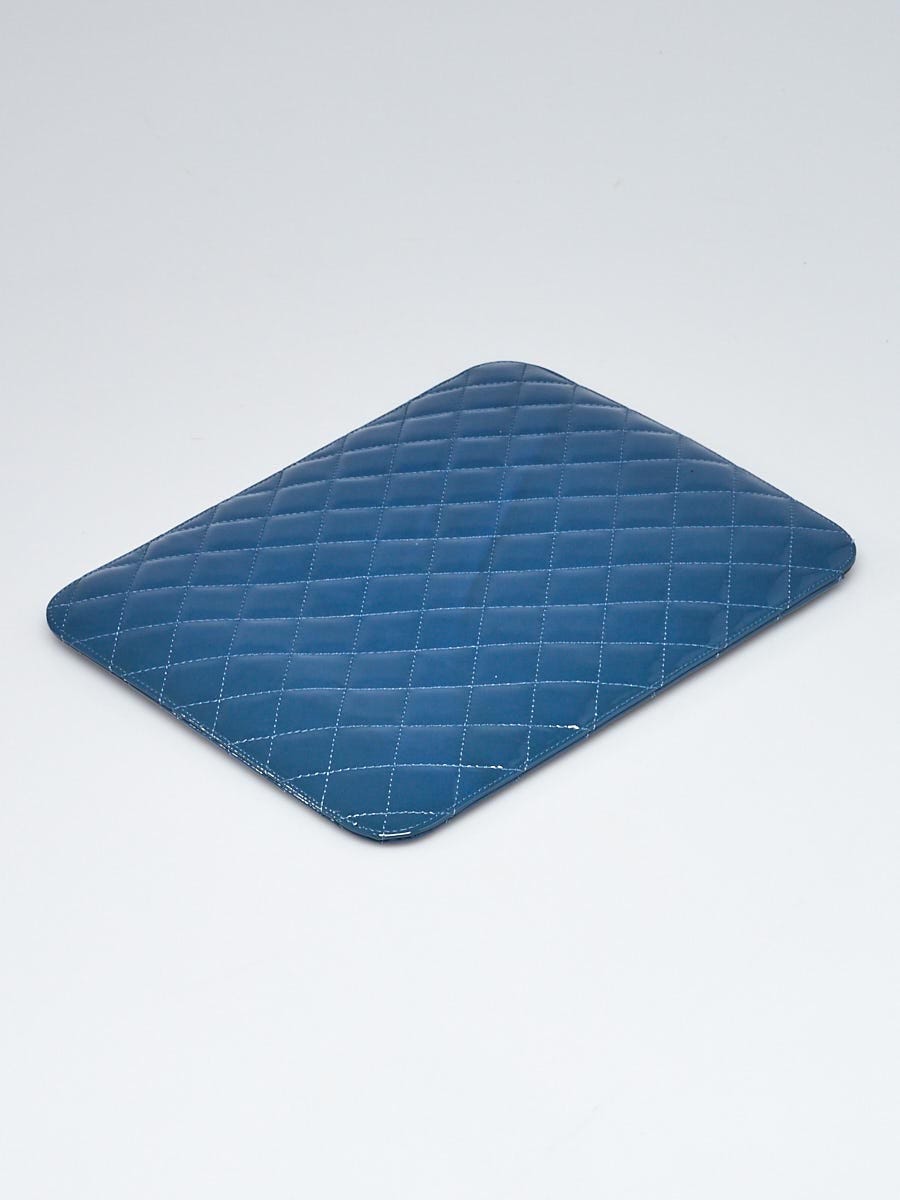 Chanel Blue Quilted Patent Leather CC Tablet Case - Yoogi's Closet