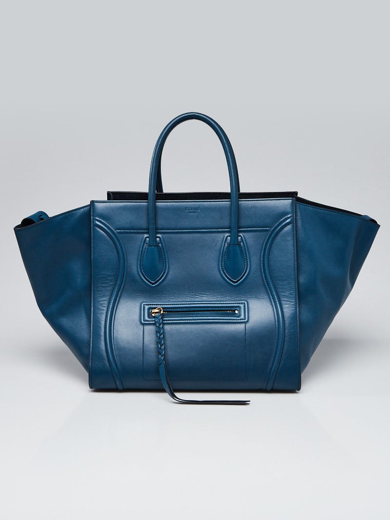 Celine Royal Blue Suede Small Phantom Luggage Tote Bag - Yoogi's Closet