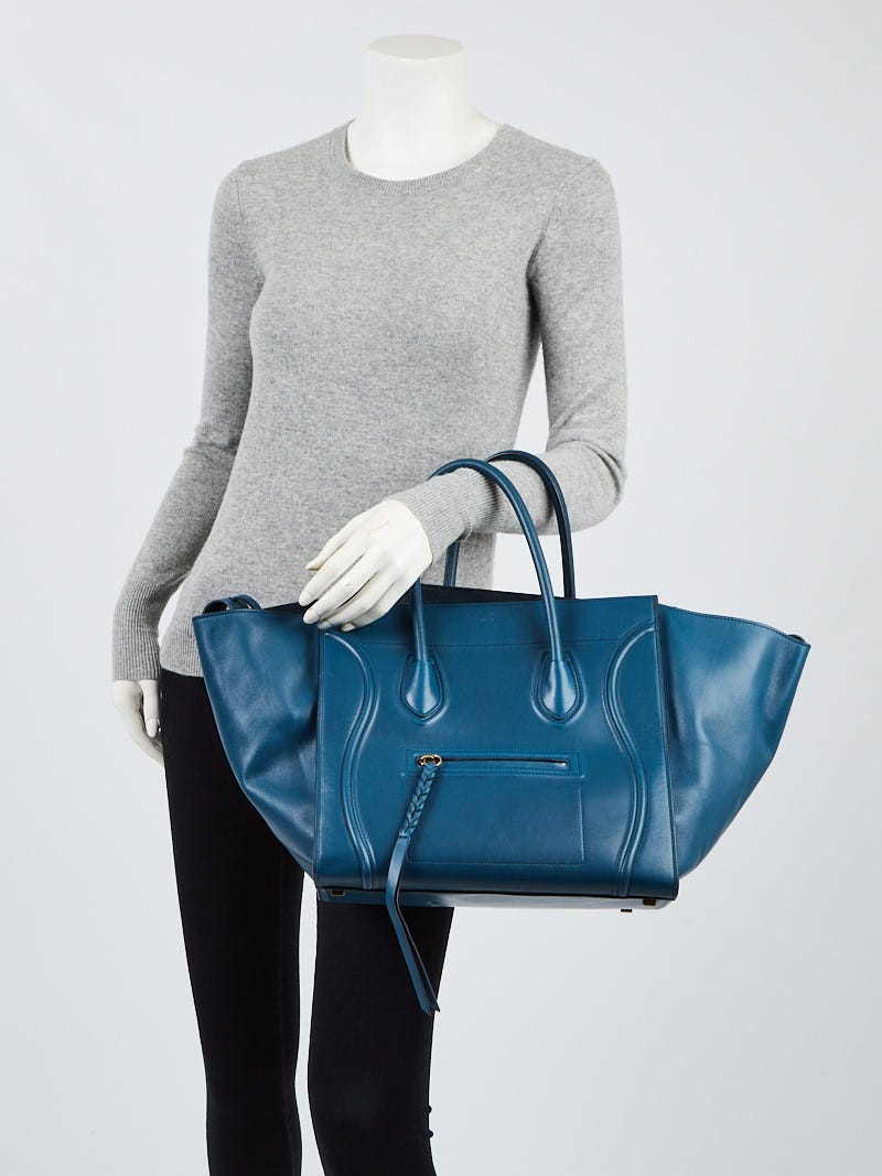 CELINE Handbag Luggage phantom shopper Suede/leather blue Women Used –
