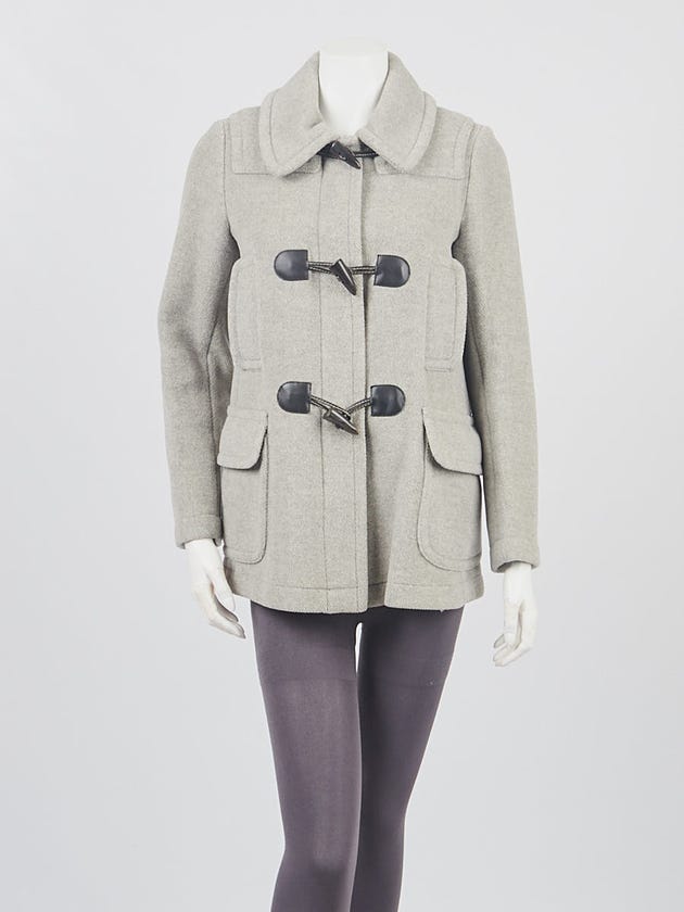 Burberry London Grey Wool Toggle Coat Size M