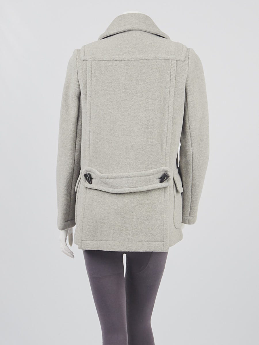 Burberry London Grey Wool Toggle Coat Size M