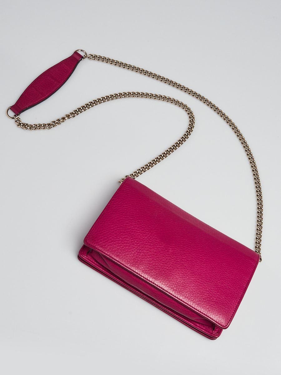 Gucci Purple Pebbled Leather Soho Wallet-on-Chain Clutch Bag - Yoogi's  Closet