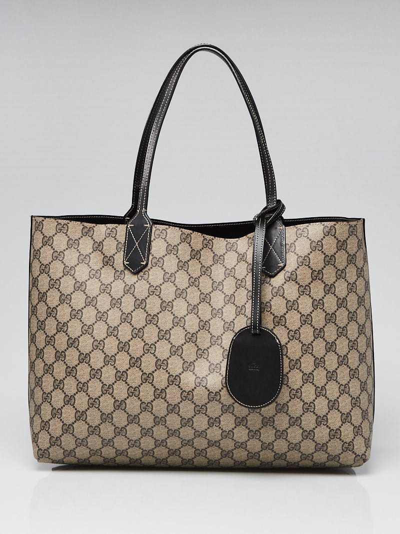Gucci Beige/Black GG Coated Canvas Supreme Reversible Large Tote