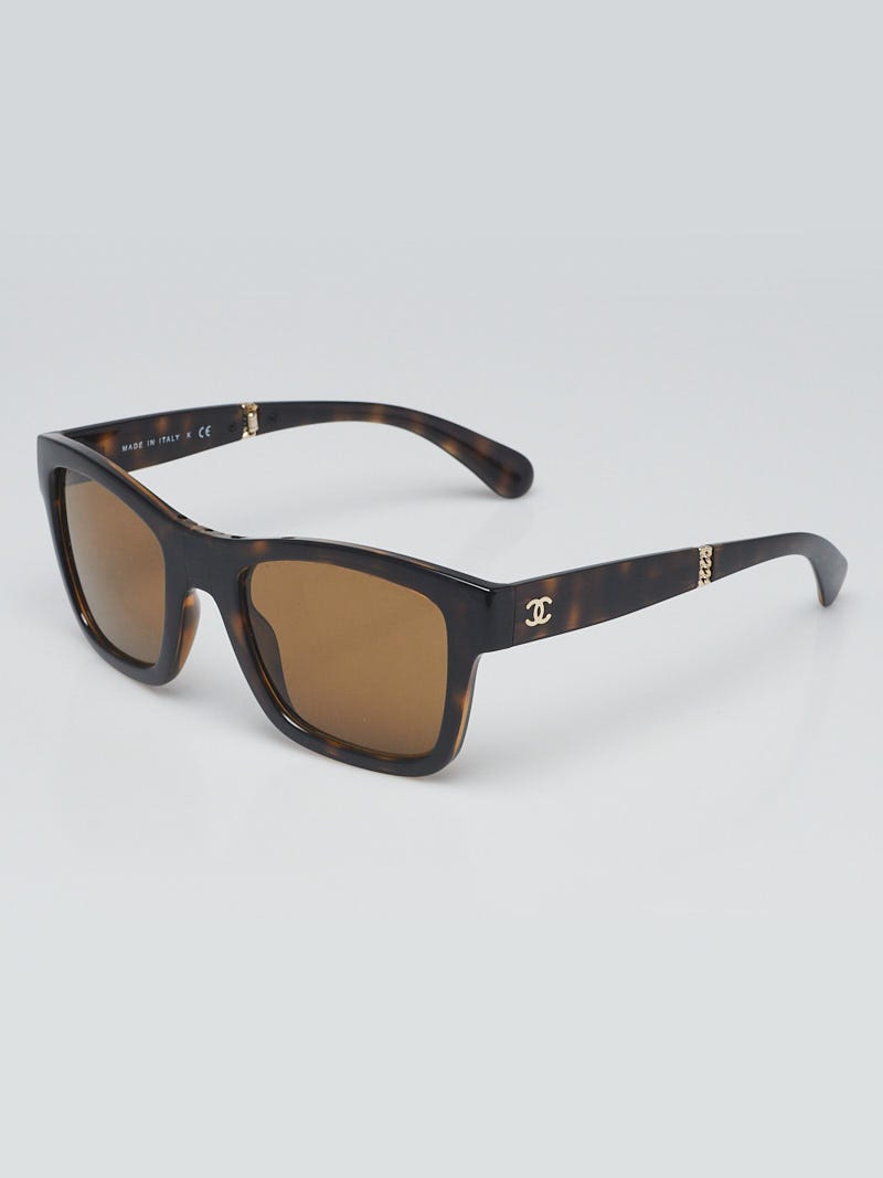 Chanel Tortoise Shell Acetate Square Frames Folding Sunglasses -6053 -  Yoogi's Closet