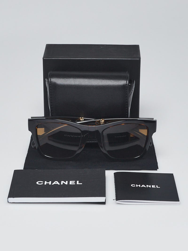 Chanel Tortoise Shell Acetate Square Frames Folding Sunglasses 6053 Yoogi s Closet