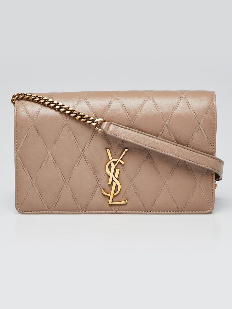 Yves Saint Laurent Beige Quilted Leather Angie Crossbody Bag Yoogi's