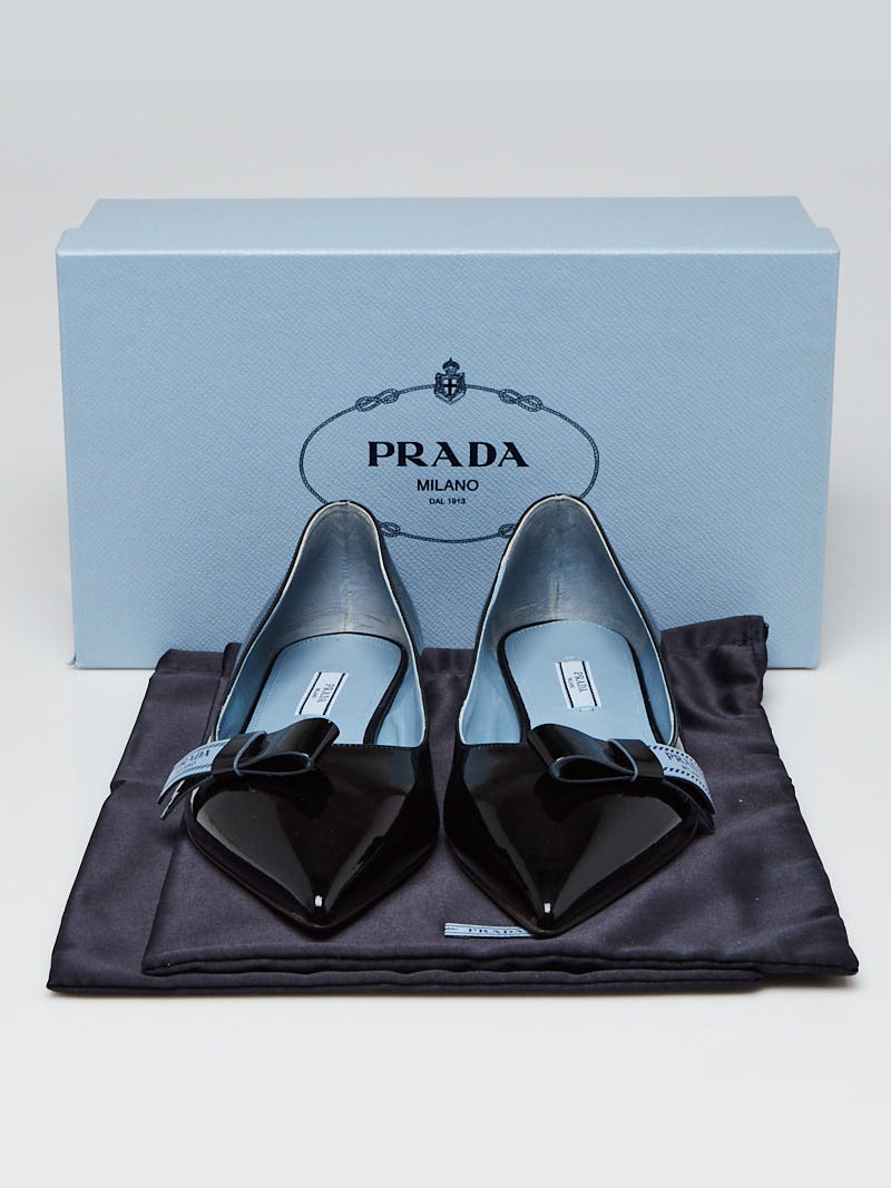 Prada Black Patent Leather Pointed Toe Ballet Flats Size 10/ - Yoogi's  Closet