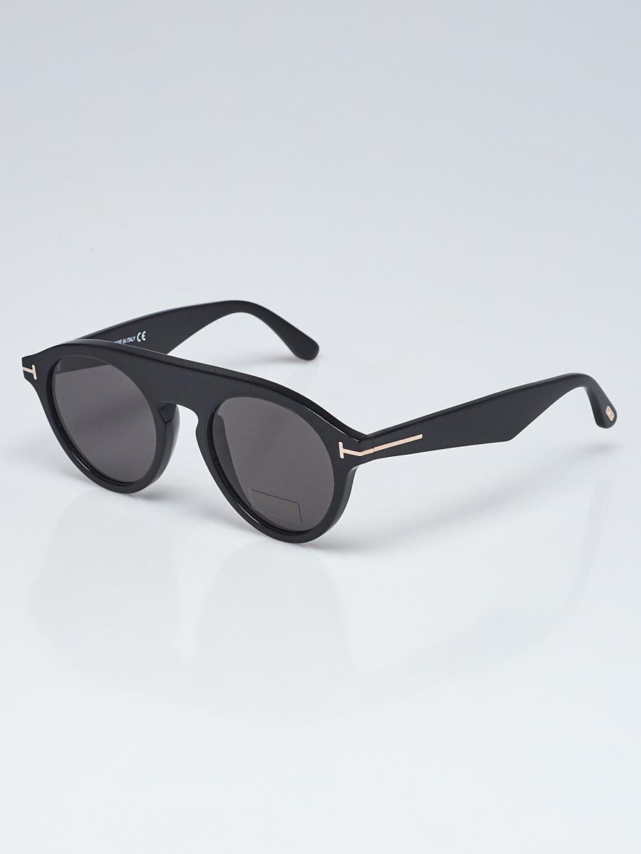 Tom Ford Black Acetate Round Frame Christopher Sunglasses TF633 - Yoogi's  Closet