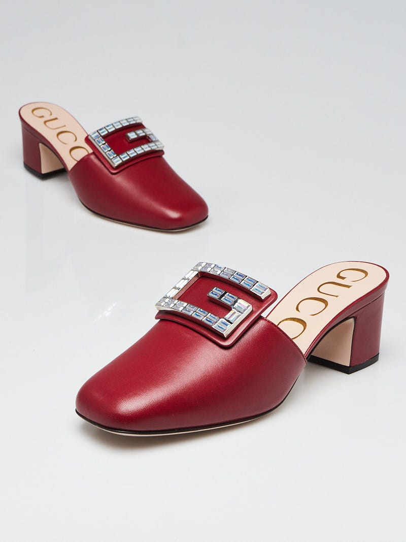 Gucci Romantic Cerise Leather Madelyn Mules Size 6.5/37 | Yoogi's