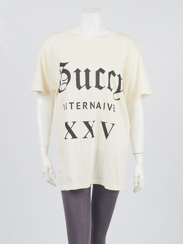 Gucci Ivory Cotton Guccy Internaive XXV T-Shirt Size M