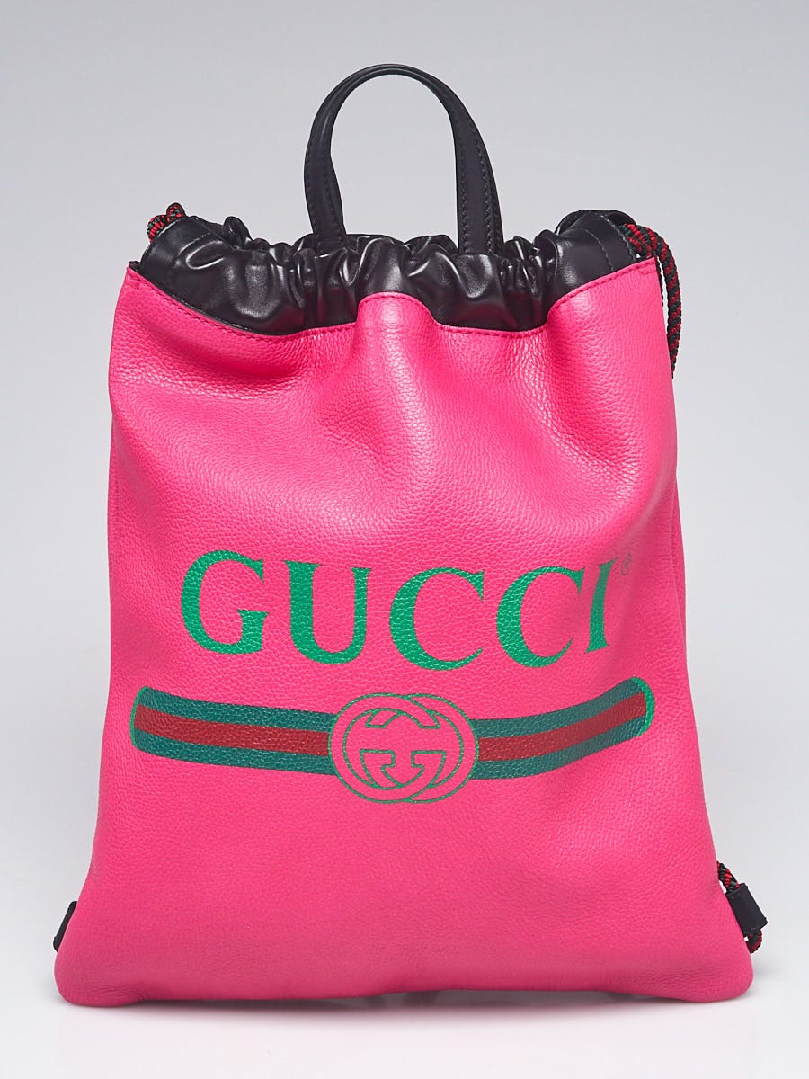 Gucci, Bags, Pink Leather Gucci Drawstring Backpack