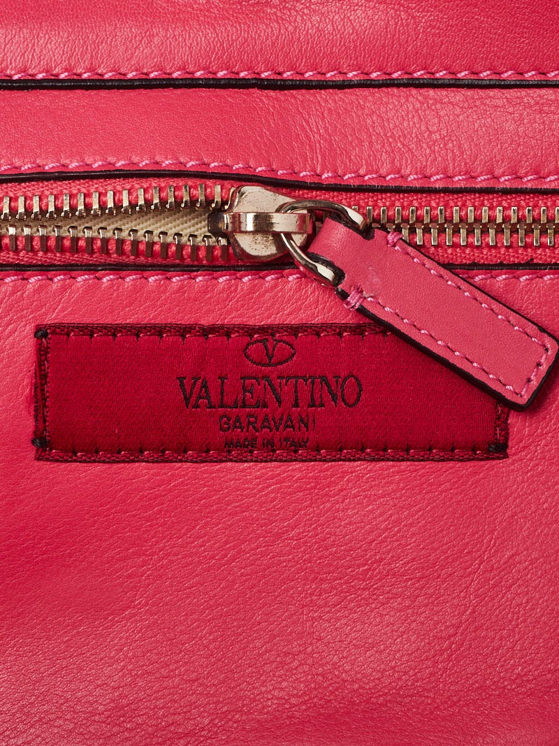 Valentino Pink Leather Rockstud Trapeze Small Crossbody Bag – On