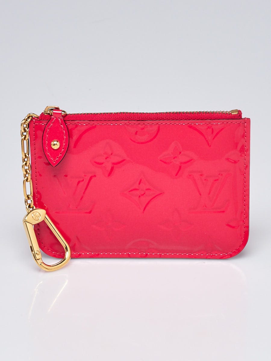 Authentic Louis Vuitton LV Vernis Leather Key Cles Pouch Pink Card