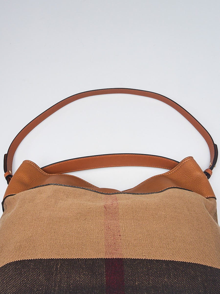 Burberry Ashby Medium Canvas Bucket Bag in Brown