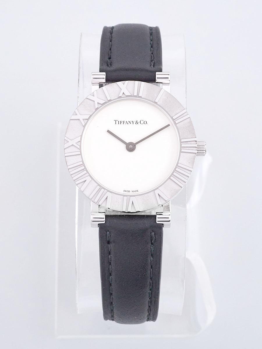 Tiffany 29mm Sterling Silver and Leather 2-Hand Atlas Quartz Watch