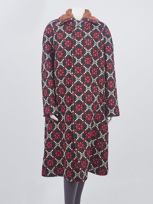 Gucci Wool GG Signature Diamond Long Cape Coat Size 6/40