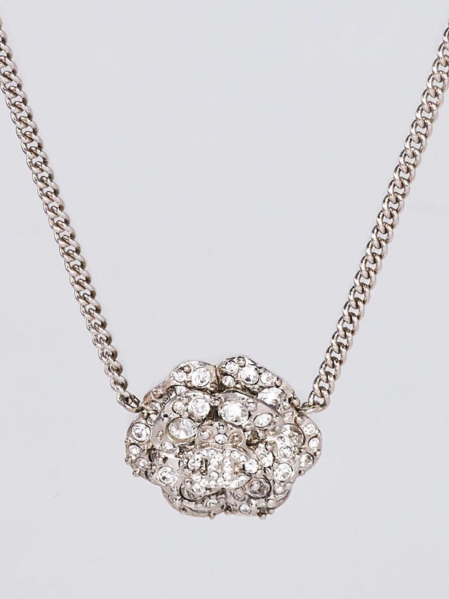 Chanel Crystal Camellia Pendant Necklace